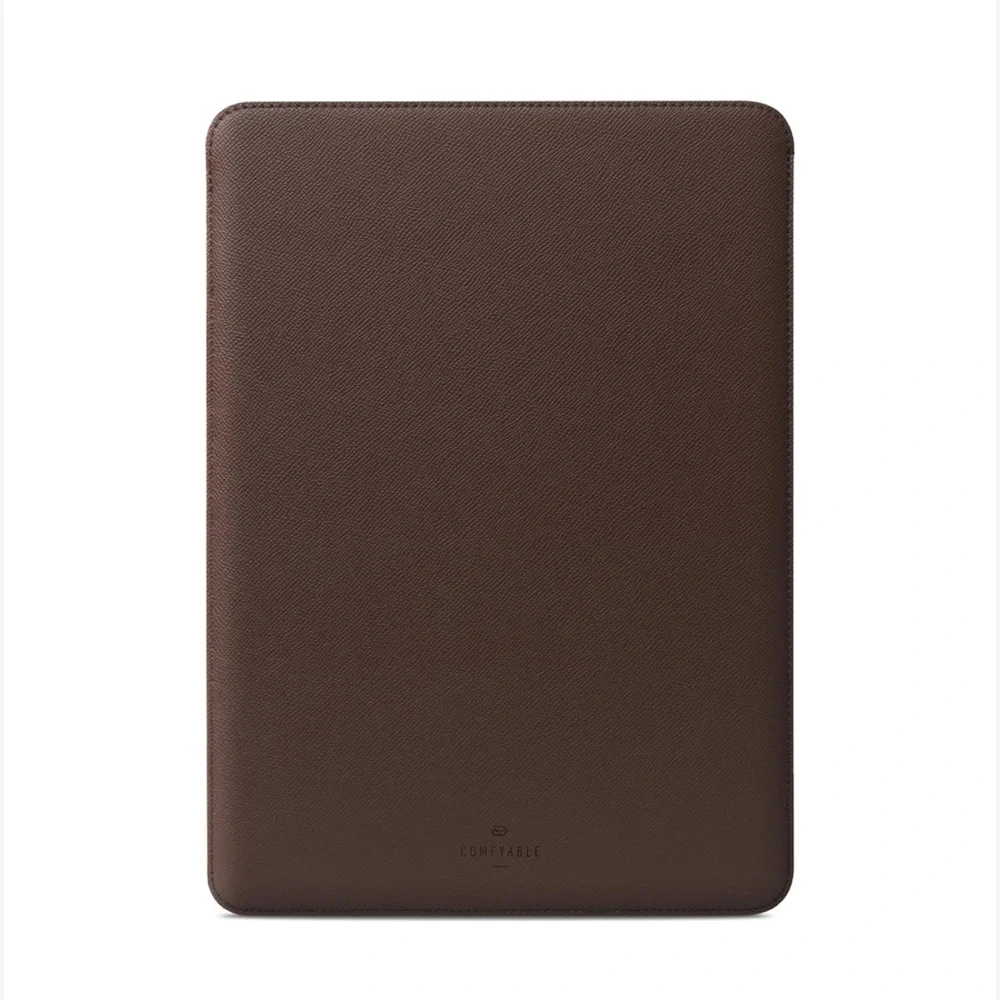 MacBook 13” Protective Sleeve Water-Resistant Faux Leather-COFFEE BROWN